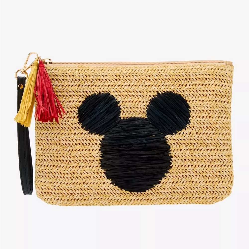 Disney Straw Clutch with Black and Red Tassels